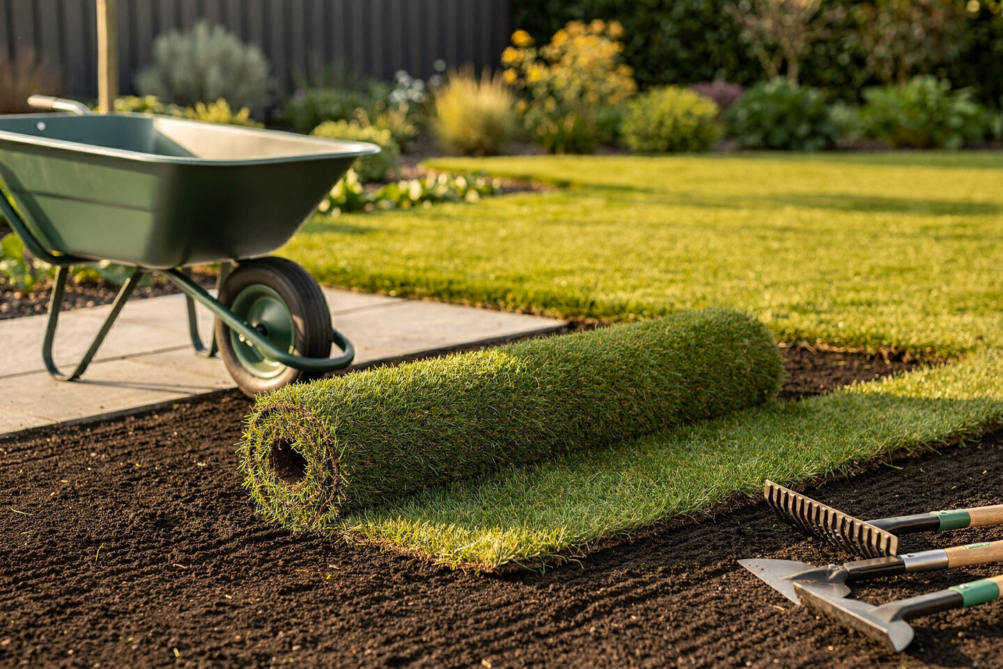 Holzrichter bietet Gartenbau, Gartengestaltung, Gartenpflege und das Verlegen von Rollrasen an